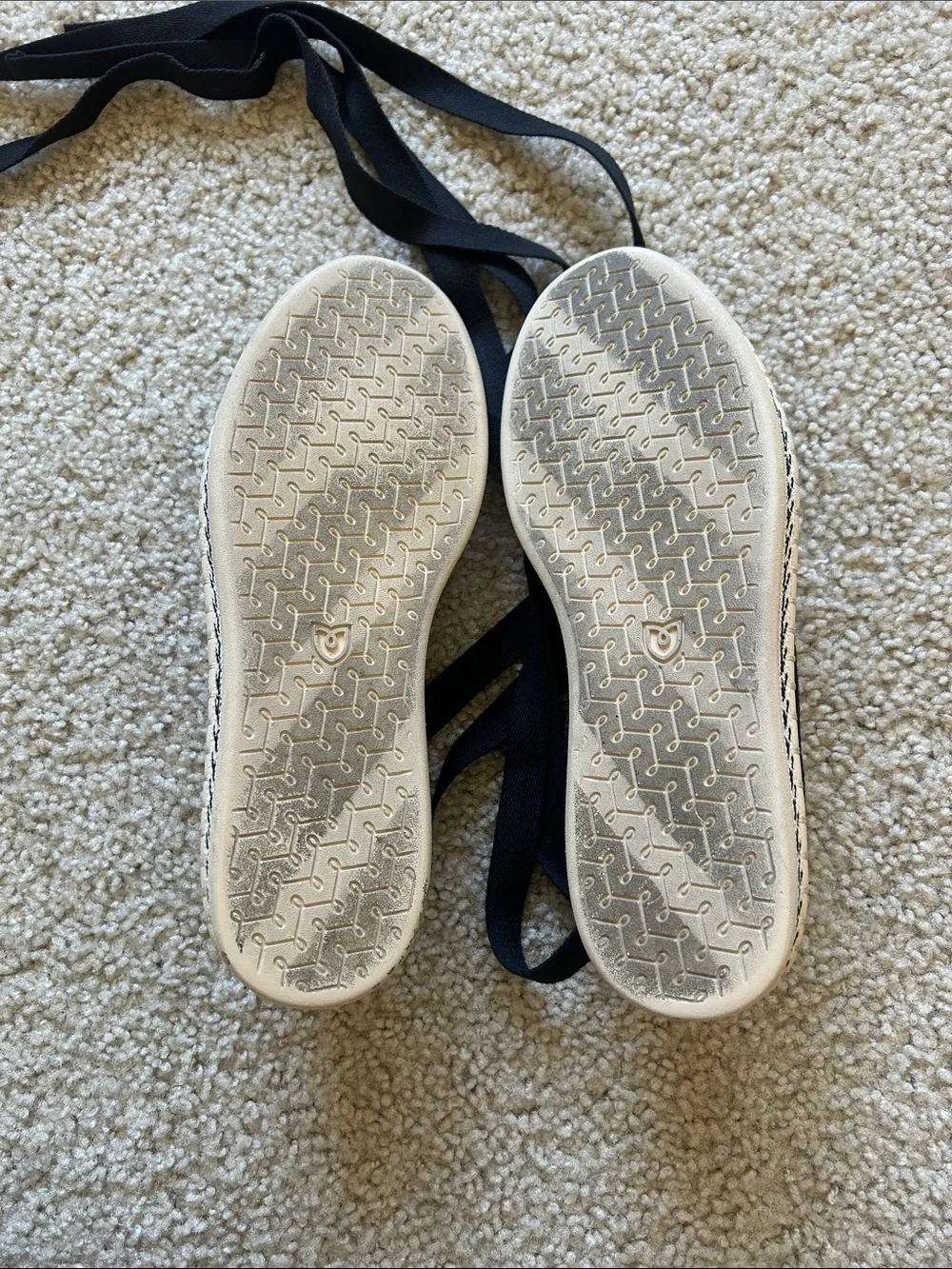 Rothy's Black Knit Espadrille Ballet Flats with Ankle Ties - Picture 4 of 5